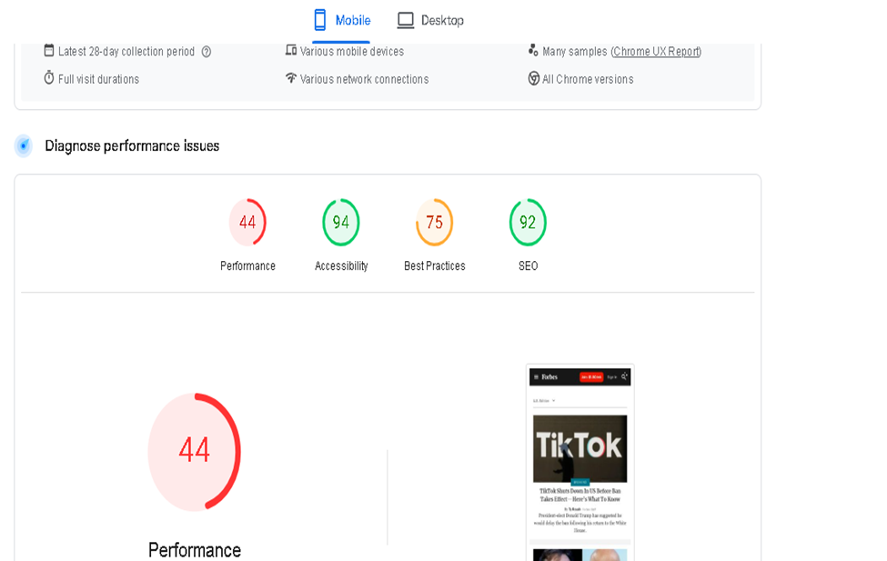 Page insight Speed