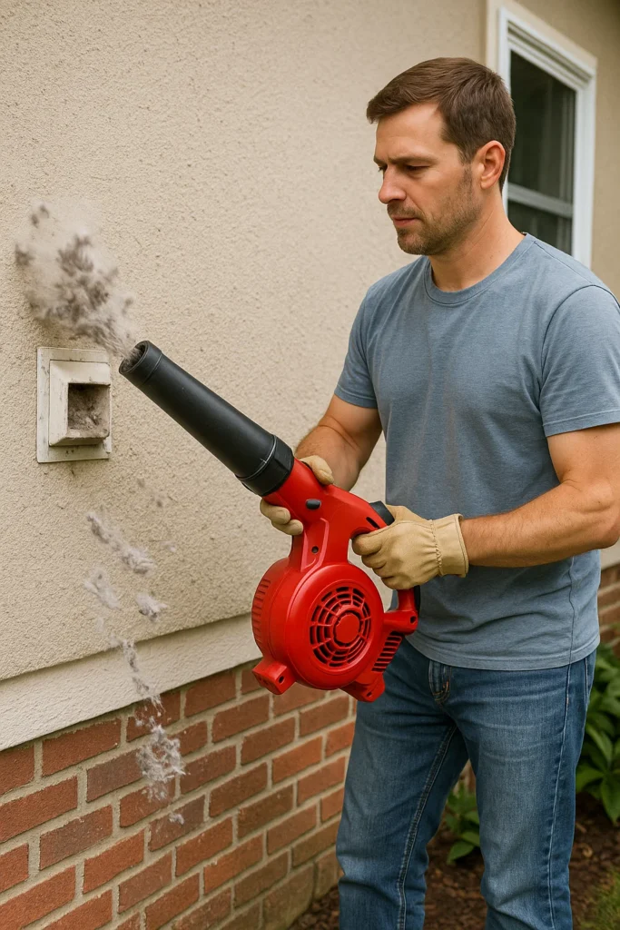 Cleaning Dryer Vent With Leaf Blower