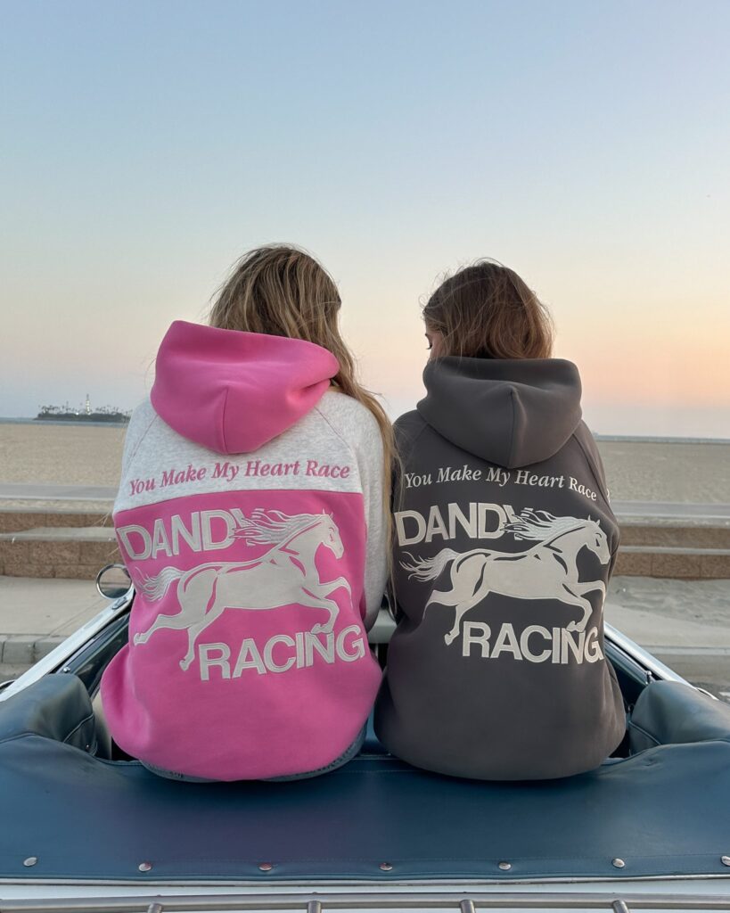 Racing Heart Oversized Lux Dandy Hoodie in Pinks